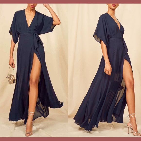 NEW Reformation Winslow Wrap Maxi Dress Gown Small - Picture 8 of 8